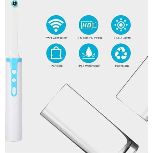 Wireless WiFi Oral Dental Ear Camera 1080P HD Intraoral Ear Endoscope Adjustable 8 LED Light USB Cable Mouth Inspection