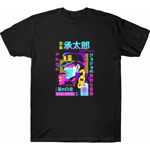 Jojo Bizarre Adventure Anime Printed T Shirts Kujo Jotaro and Letters Vogue Graphic Tops Men Women Summer Cotton Tee Camisetas