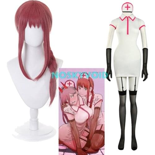 Chainsaw Man Costumes Makima Cosplay Dresses Woman Nurse Uniform Dress Makima Wigs Sexy Nurse Skirts Halloween Costume