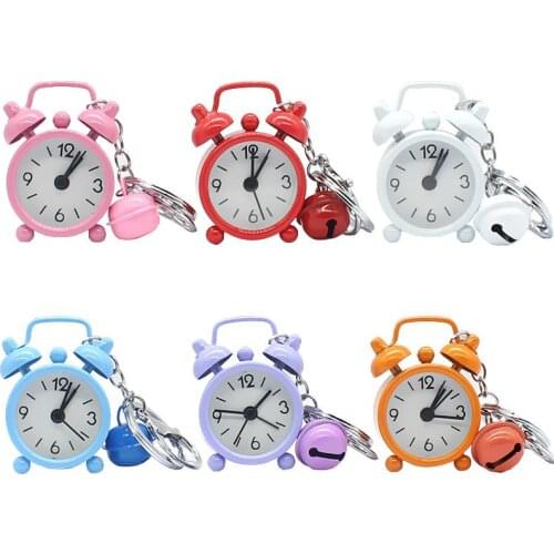Small alarm clock shape keychain student bag pendant will go pin clock alarm small gift