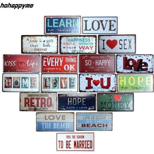 Love Life Funny Writing Proverb Vintage Tin Plate Metal Tin Signs Wall Decor Garage Club Barn Parlor Bedroom Plaques 15*30 CM