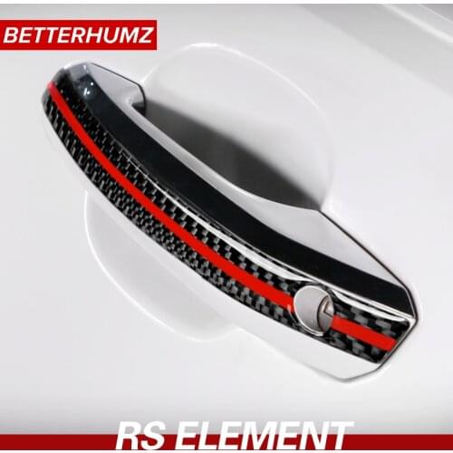 Betterhumz Car Styling Exterior Carbon Fiber Door Handle Anti-collision Strips Trim Cover For Audi A4 A5 2017-2022 Accessories