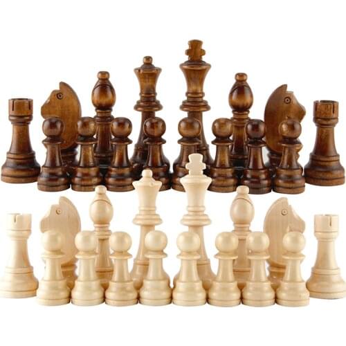 New Arrival Wooden Chess Pieces Hot Sale 55-91mm Height Entertainment Games 32pc/set