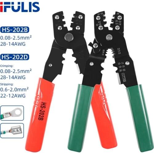 HS-202B Professional Crimping Pliers Wire Cable Crimper Cutter Pliers Terminal Pliers Tool HS-202D