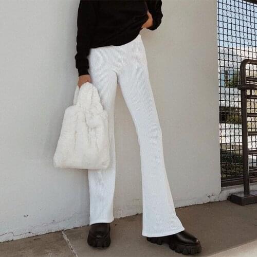 Casual Womens Flare Pants High Waist Vintage Corduroy Trousers Streetwear Fashion Outfits Boot Cut Pants Solid Color Trousers