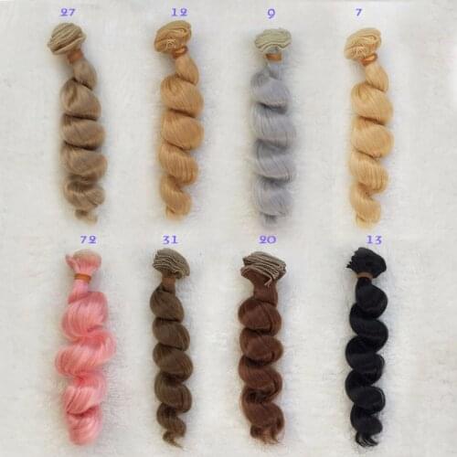 15*100cm Thick Doll Wigsloose Wave Colorful Doll Wigs for Dolls Wigs Accessories Russian Handmade Clothing Doll Wigs