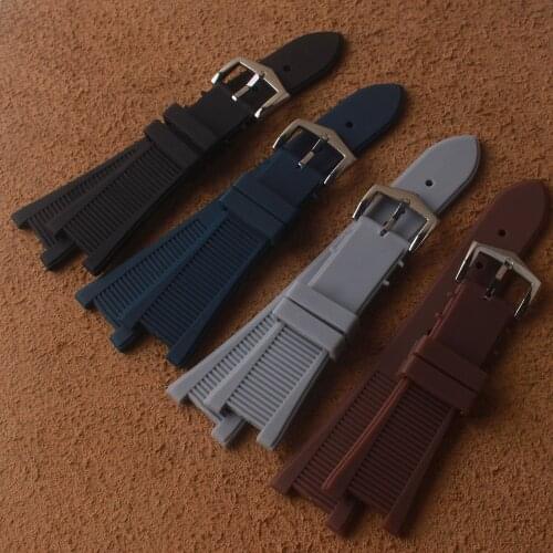 25mm Waterproof Watch Band Strap Silver Pin Buckle Blue Brown Black Grey Man Watchband Strap for PP Watch Nautilus Man Silicone