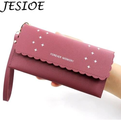 Luxury Leather Women Long Zipper Coin Purses Casual Star Design Clutch Wallet for Female High Quality Money Credit Card Holder