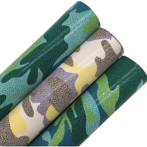 Camouflage Printed Synthetic Faux leather Fabric Felt Backing Vinyl Sheets for DIY Bows Earrings Bags Shoes 21X29CM R119B