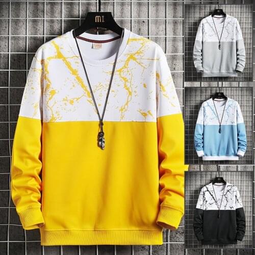 Fall 2020 Hot Sale Men Sweatershirt Chic Print Round Neck Long Sleeve Pullover Outdoor Leisure Sports Hoodies Male Clothing