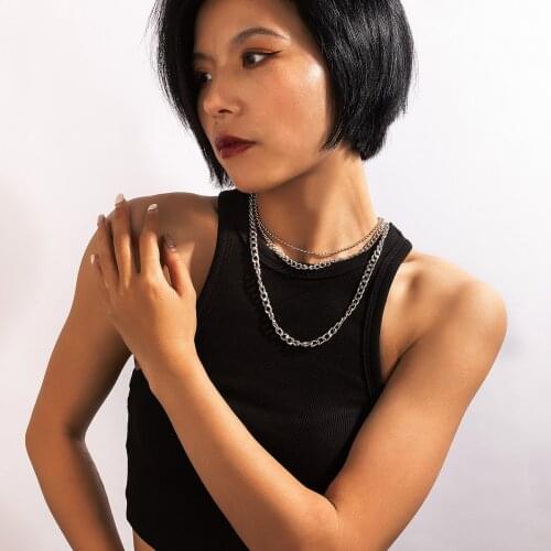 Tocona Punk Heavy Metal Chain Choker Necklace for Women New Silver Color Alloy Metal Adjustable Jewelry Accessories 17218