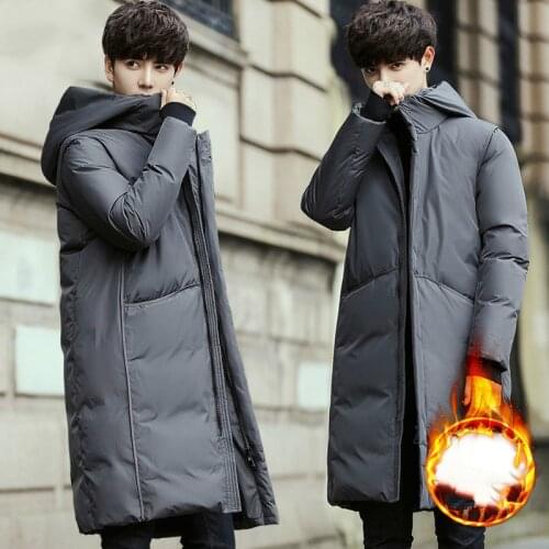 Winter Mens Down Jacket Thick Long 2020 New Students Handsome White Duck Down Coat Warm Jackets Casaco Masculino KJ500