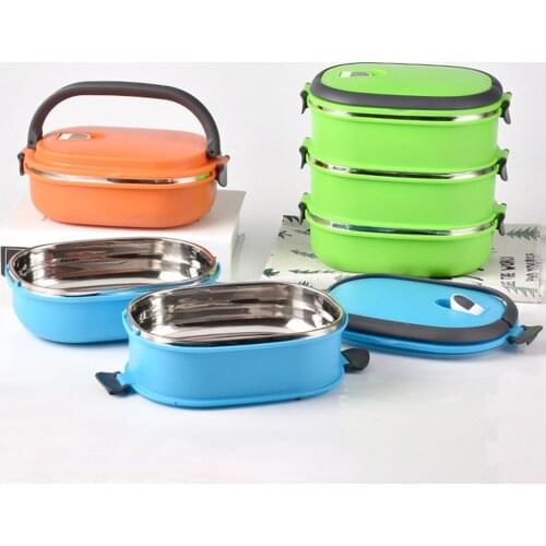 1/2/3 Layer Rectangle Stainless Steel Thermal Lunch Box Food Storage Container