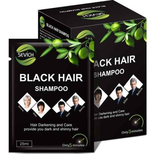 10pcs/lot Sevich Brand Black Hair Shampoo Hair Care Only 5 Minutes Grey White Hair Removal Dye Hair Coloring