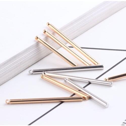 10pcs Copper Plated Color Retention Gold Cylinder Head Flat Sticks earrings For Women Materials Wholesale Jewelry Accessories