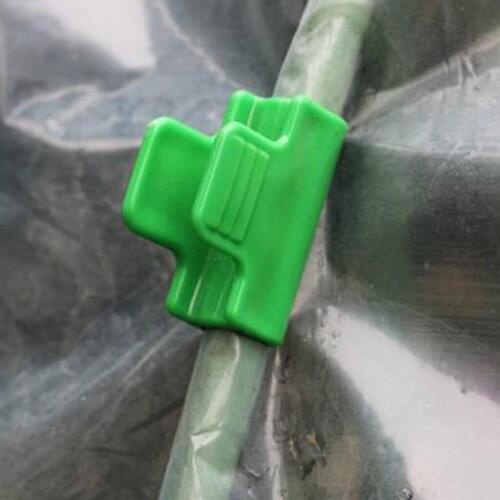 10Pcs Green Pipe Clamps for 11mm/0.43inch Stakes Greenhouse Film Garden Hoop