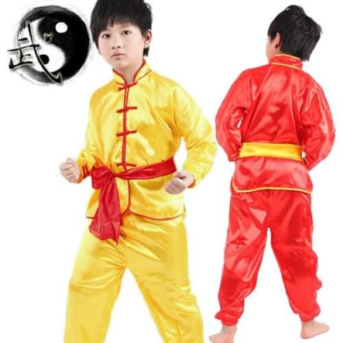 2016 Child Kids Boy Girls Chinese Traditional Clothing Kungfu Suit Kung Fu Uniform Top + Pants + Belt 3 Pcs Suit