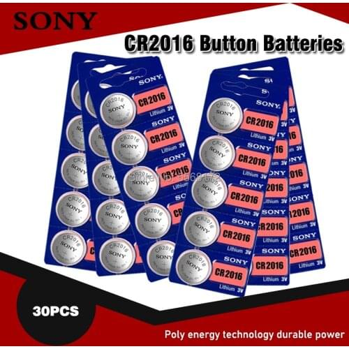 30pcs/lot Original Sony CR2016 3V Lithium Battery For car key watch remote control toy 2016 ECR2016 CR 2016 Button Batteries