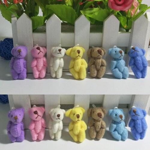 5PC Super Kawaii Mini 4cm Joint Bowtie Teddy Bear Plush Kids Toys Stuffed Dolls Wedding Gift For Children 2019