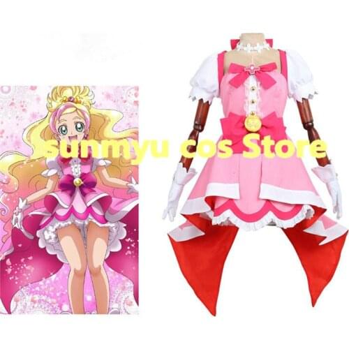 Go! Princess PreCure Pretty Cure Cure Flora Haruno Haruka clothes Cosplay Costume,Custom Size Halloween