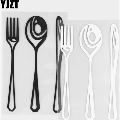 YJZT 8.1×13.5CM Interesting Tableware Pattern Decoration Car Stickers Creative Personalized Vinyl Decals Black / Silver 20D-0326
