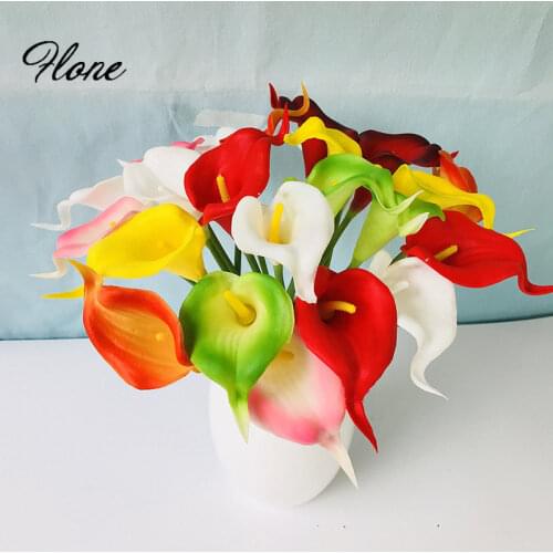 Calla Lily Artificial fake Flowers Calla Lilies DIY wedding bride bouquet Home Decoration Accessories PU flower table decor