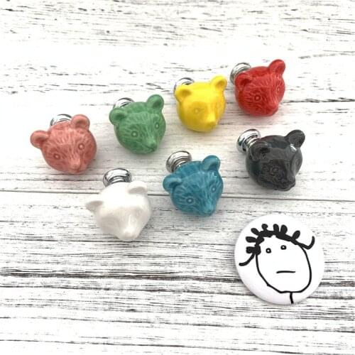LCH Candy Colored Ceramic Bear Shaped Knobs Porcelain Knob for Kids/ Children Room Cabinets Cupboard Knobs Colored Ceramic Knob