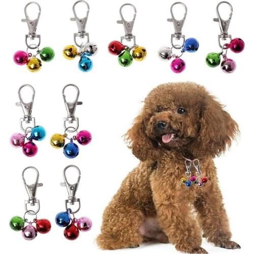 Pet Collar Bells Cat Dog Collar Bells Key Rings Colourful Loud Triple Bell Pendant Loud Dog Bells for Collar Pet DIY Decoration