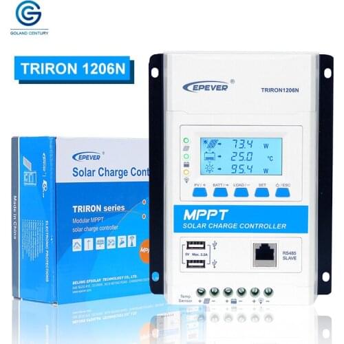 Epever MPPT Solar Charge Controller 10A 12V/24V TRIRON1206N Solar Regulator Max.PV Input Power 130W/12V 260W/24V
