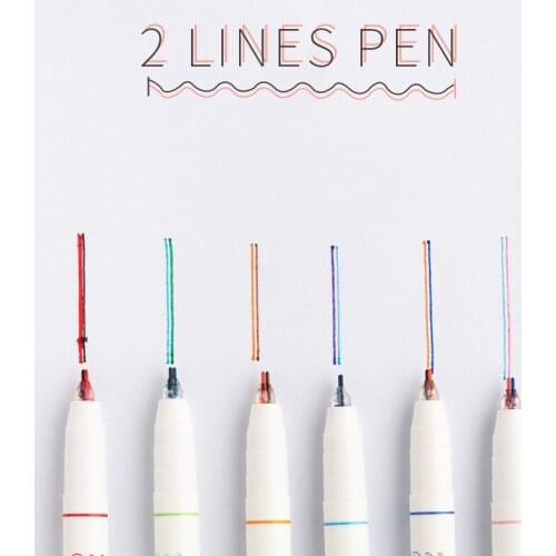 Creative Two-color Line Highlighter Art Drawing Graffiti Pen Student Reading Mark DIY Diary Diary Station