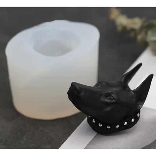 Cool Doberman Head Silicone Mold Pet Birthday Cake Fondant Jelly diy dog Aroma Gypsum Plaster Car Decoration Soap mold