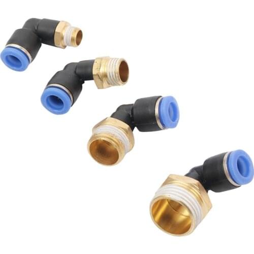 Brass 6mm 8mm OD Hose Pipe Interface 1/8" 1/4" 3/8" 1/2" Male Thread L Shape Water Connector Air Pneumatic Pipe Elbow Joint 3Pcs