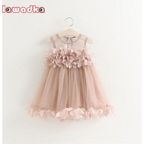 Summer Mesh Vest Girls Dress Baby Girl Princess Dress Fashion Sleeveless Petal Decoration Party Chlidren Clothes