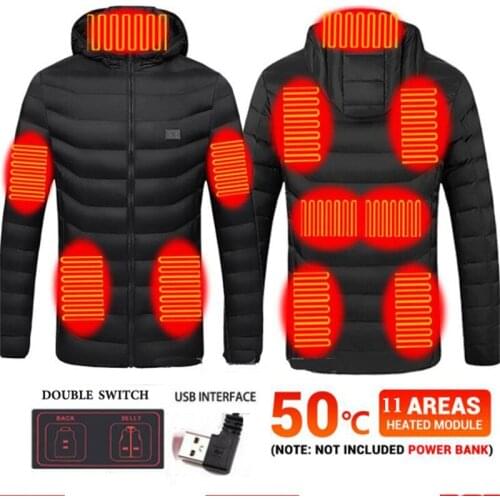 11 Area Electric Heated Jacket Autumn Winter Keep Warm Thermal Clothes Moto Biker Ski Motorcycle Jacket USB Heated Vest Coat Men