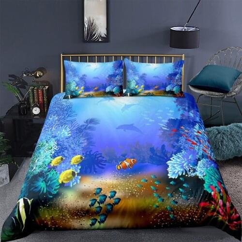 Ocean Underwater world Bedding Set Animal Fashion 3d Duvet Cover Set Comforter Bed Linen Twin Queen King Single Size Dropship