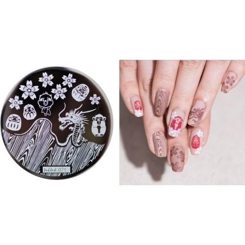 New Stamping Plate hehe71 Japan Tumbler Sakura Gragon Nail Art Stamp Template Image Transfer Stamp