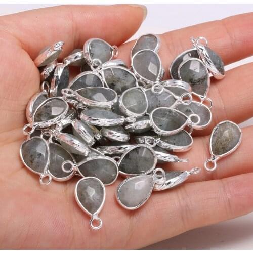 High Quality Natural Stone Labradorite Charm Pendants Faceted Charms for Jewelry Making DIY Fit Necklace Earring Size 10x14mm