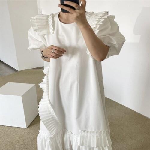 Organ Side Puff Sleeve Dress