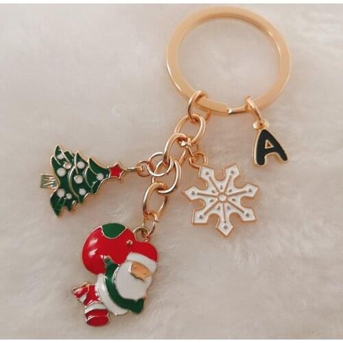 Merry Christmas A-Z Letter Christmas Decoration Santa Claus Christmas Tree Keychain New Year Decoration 2021 Keychain Gift