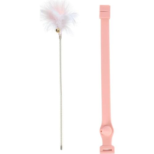 Replacement Hand Free Ankle Tied Cat Feather Toy Charmer Wand Cat Teaser Stick Bell Cat Spring Interactive Toy Pet Supplies