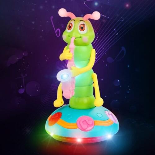 Dancing Electric Caterpillar Toy 6 Songs w/ LED Flashlights Battery Powered for Kids Toddlers Home Car Decoration Crafts