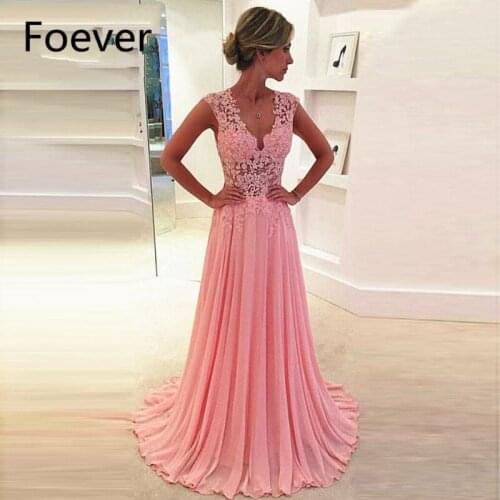 A-line Lace Appliques vestido de noche Pink Evening Dresses 2019 Party Prom Dress Formal Occasion Bridemaid Dresses Custom Made