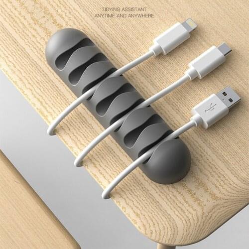 Smart Cable Holder Silicone Flexible Cable Winder Cord Management Clip Wire Organizer for USB Headphone Earphone Network Cable