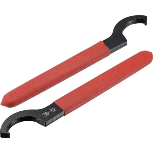 Uxcell C Hook Spanner Wrench Collet Chuck for 28-32mm Round Nut, with Red Non-slip Handle 2pcs