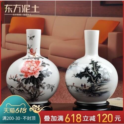 Vase hand painted ceramic vase ornaments flower arrangement Chinese living room Bogu frame ornaments ornaments