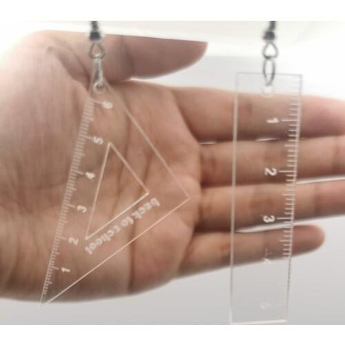 Funny Vintage Transparent Compasses Set Square Acrylic Earrings for Women Girls Fashion Funny Geometric Dangle Earrings Brincos