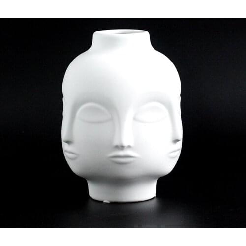 Ladies Face Head Planter Vase Face Vase for Flower Human Face Flower Vase Succulent Pot Home Garden Ornament White Ceramic Craft