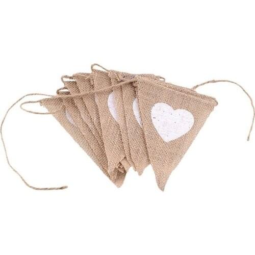 13pcs Burlap Banner,Rustic Jute Bunting Triangle Flag,DIY Hand Painted Home Decorations for Holiday,Birthday,Baby Shower,Wedding