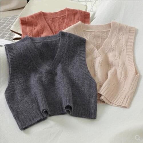 2020 Spring Autumn Winter Women Knitted Sweater Sleeveless Women Loose Vest Ladies V-Neck Pullover Tops Girls Waistcoat JW9808