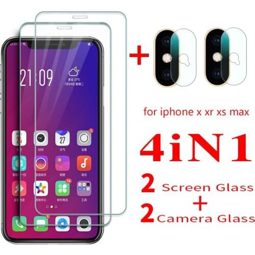 4 In 1 for iphone X XR Glass Screen Film for iphone XS XS MAX Camera Protection HD Glass Protector Safety Protective